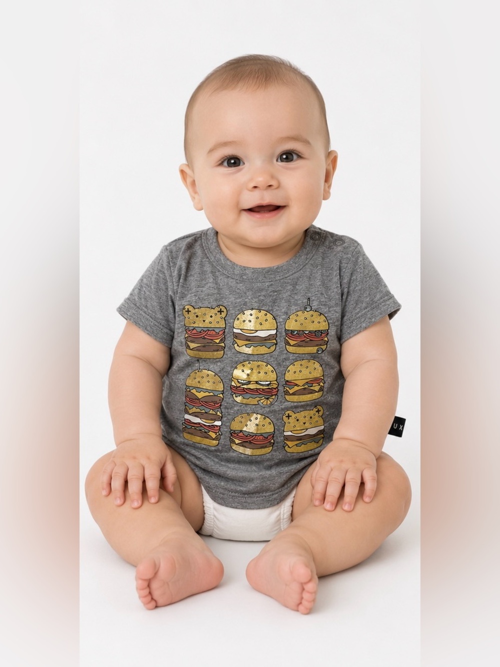 Huxbaby unisex Metallic Hamburger Short Sleeve Tee